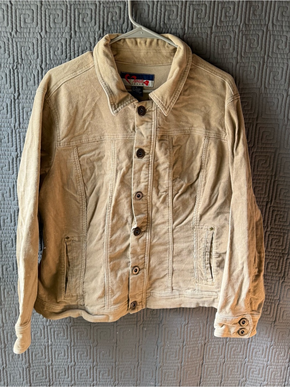 Muah Jeans Jacket Women’s 1x Beige Corduroy Button Long Sleeve
